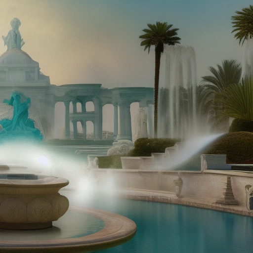19409-6-Ethereal hot spa with fog and statues of marble built in shining teal river in the desert, gorgeous ornate multi-tiered fountain.webp